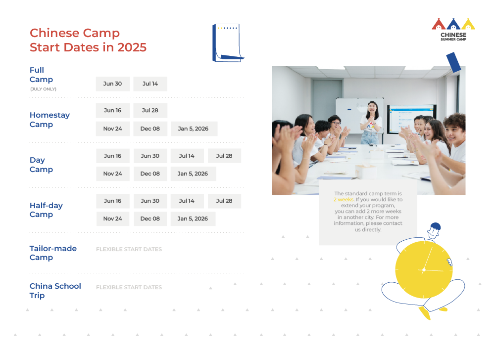 Chinese Camp Pricing and Start Dates 2025